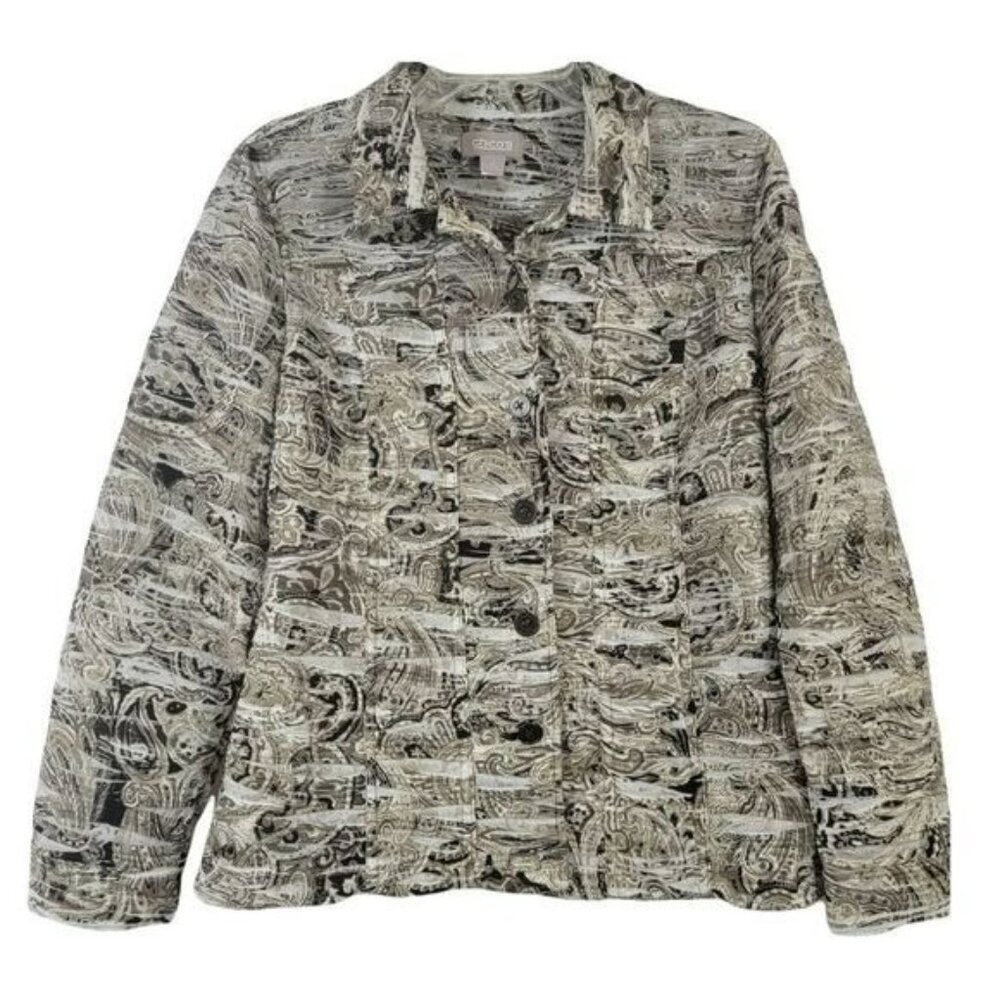 Chicos Jacket Light Long Sleeve Button Up Paisley Womens UK Sz 1 (US Size 8 / M)